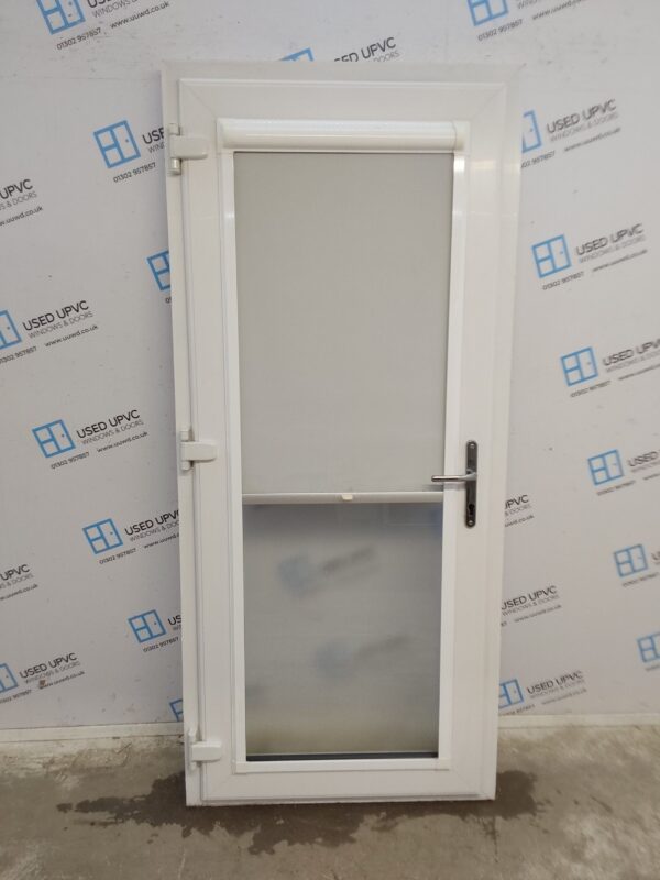 Used White Upvc Full Glass Door 890mm x 2000mm 0599 - Image 3