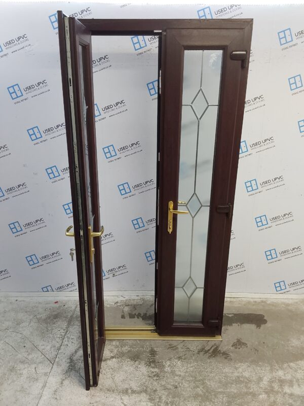 Used Rosewood Upvc French Doors 980mm x 2140mm EA2 - Image 3
