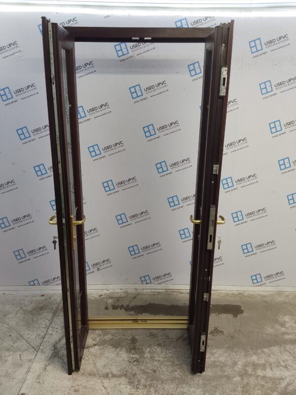 Used Rosewood Upvc French Doors 980mm x 2140mm EA2 - Image 4