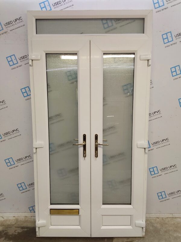 Used White Upvc French Doors And Toplight 1145mm x 2240mm EA3 - Image 2