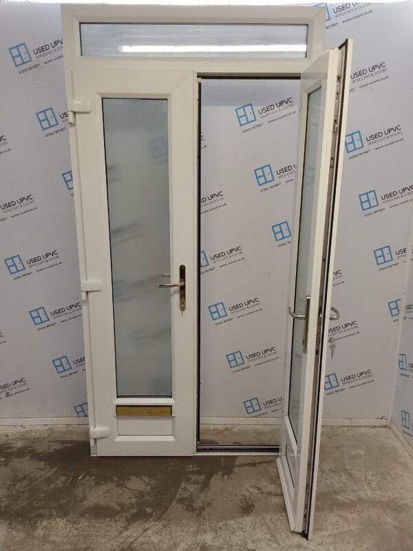 Used White Upvc French Doors And Toplight 1145mm x 2240mm EA3 - Image 3