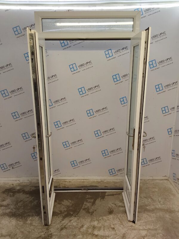 Used White Upvc French Doors And Toplight 1145mm x 2240mm EA3 - Image 4