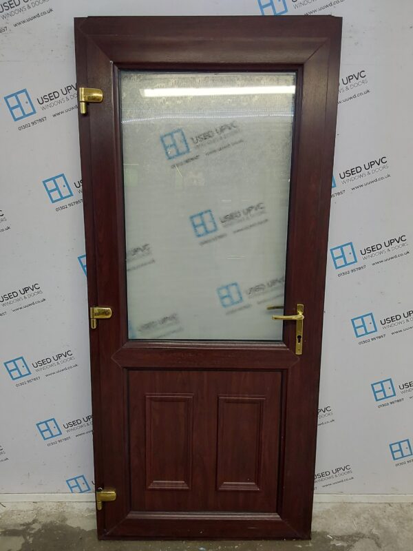 Used Rosewood Upvc Back Door 935mm x 2090mm 0290 - Image 2