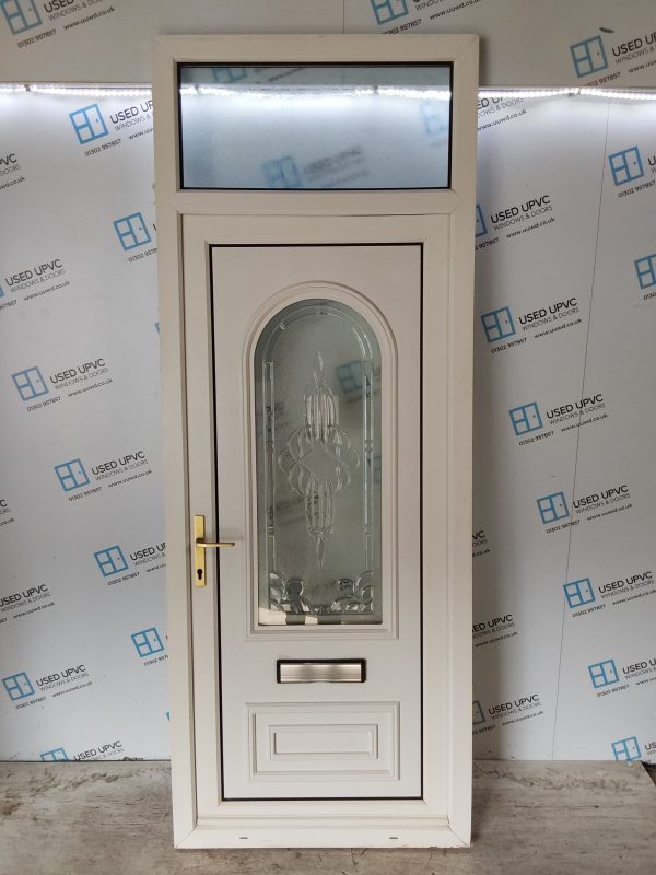 Used White Upvc Front Door And Toplight 920mm x 2415mm 0599