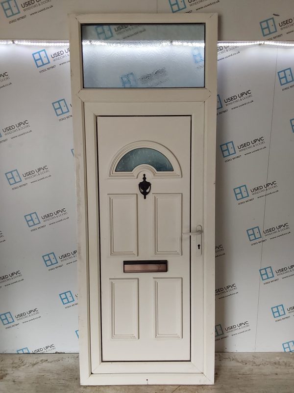 Used White Upvc Front Door And Toplight 920mm x 2425mm 0555