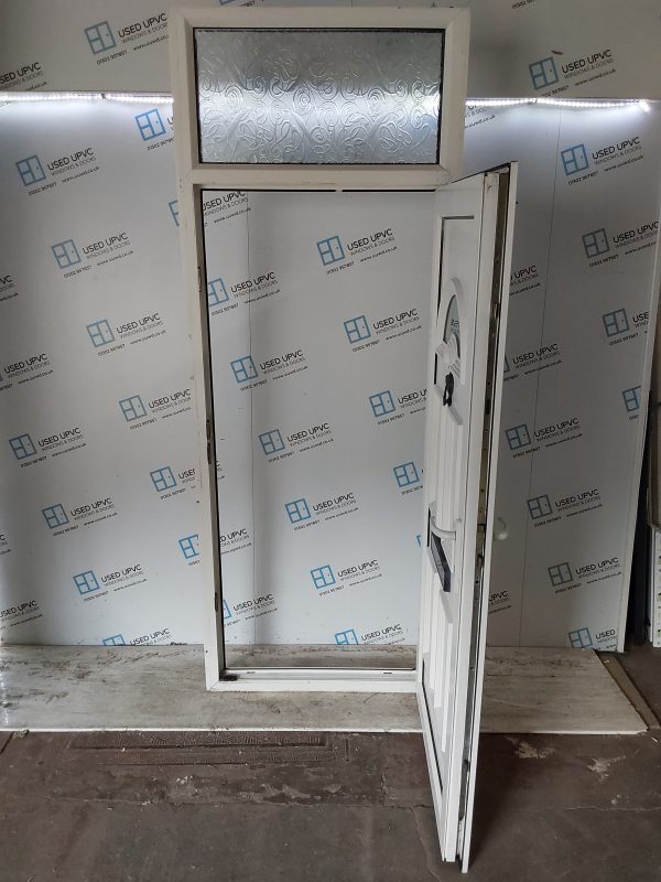 Used White Upvc Front Door And Toplight 920mm x 2425mm 0555 - Image 3