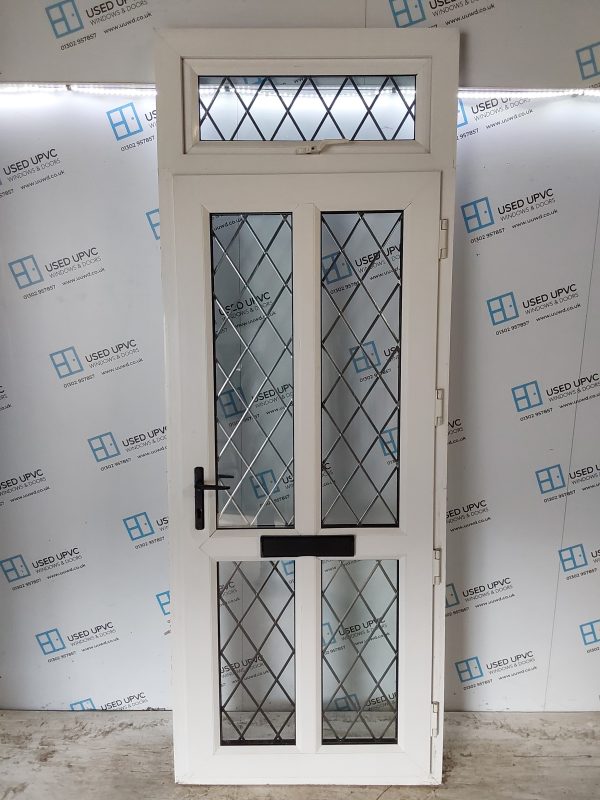 Used White Upvc Front Door And Toplight 910mm x 2435mm 0562 - Image 2