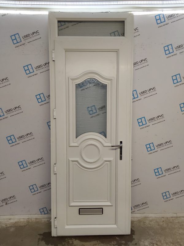 Used White Upvc Front Door And Toplight 870mm x 2360mm (Reduce To 830mm) 0462 - Image 2
