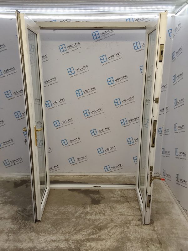 Used White Upvc French Doors 1435mm x 2210mm EA6 - Image 4