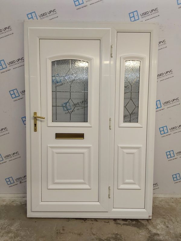 Used White Upvc Front Door And Side Panel 1365mm x 2090mm (Reduce To 2070mm) DS007 - Image 2