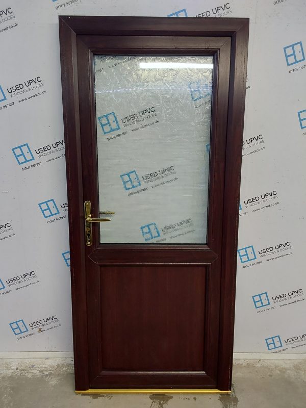 Used Rosewood Upvc Back Door (Outwards Opening) 890mm x 1985mm 0462 - Image 2