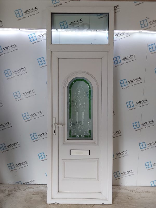 Used White Upvc Front Door And Toplight 860mm x 2545mm 0648