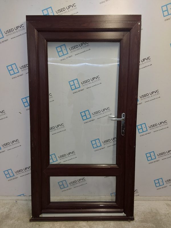 Used Rosewood Upvc Back Door 980mm x 1880mm (reduce to 950mm x 1830mm) 0637