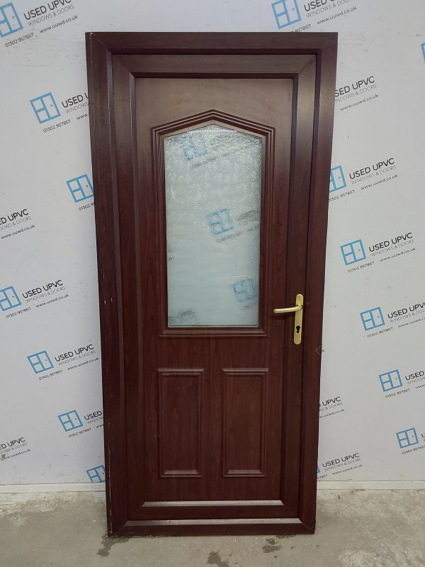 Used Rosewood Upvc Back Door 925mm x 2065mm (Reduce To 905mm) 0716