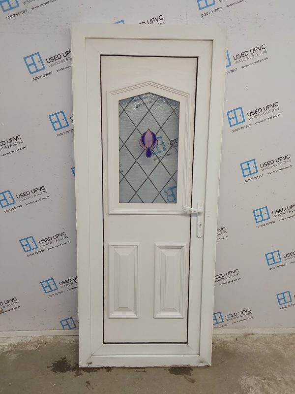 Used White Upvc Back Door 830mm x 2010mm 0030