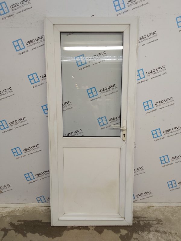 Used White Upvc Back Door 845mm x 2045mm (Reduce To 815mm) 0821