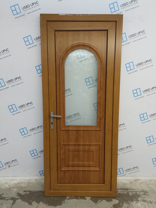 Used Oak Upvc Back Door 865mm x 2070mm 0555
