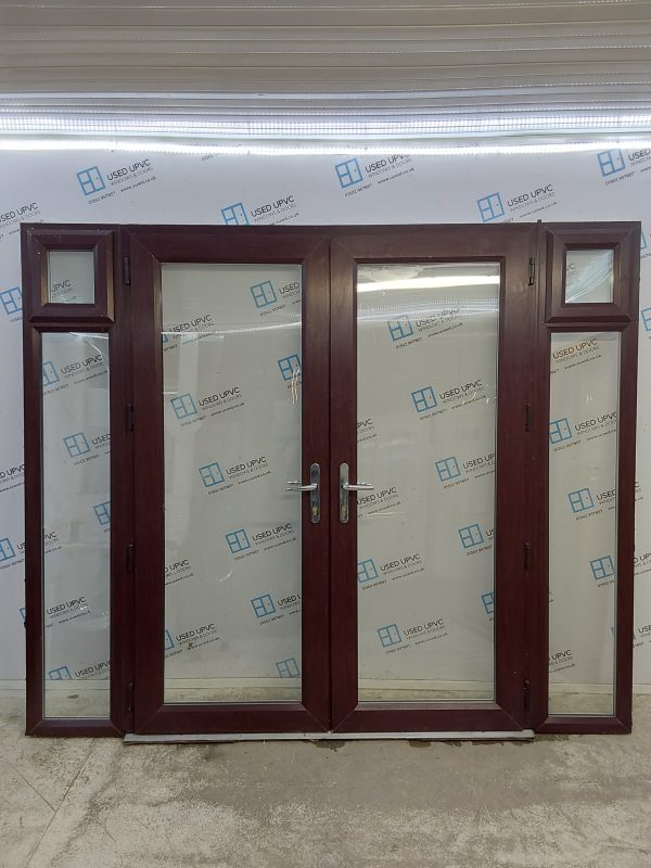 Used Rosewood Upvc French Doors And Side Panels 2480mm x 2090mm EA5
