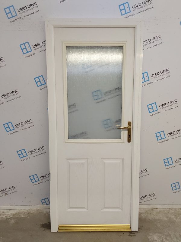 Used White Composite Back Door 890mm x 2065mm 0630