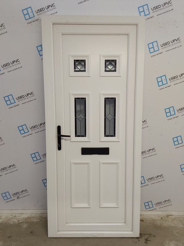 Used White Upvc Front Door 910mm x 2095mm (Reduce To 885mm) C6073