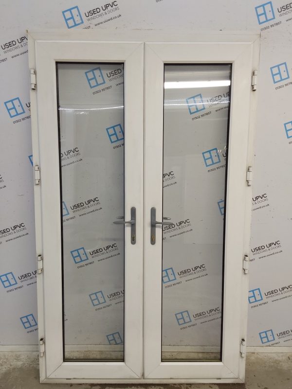 Used White Upvc French Doors 1250mm x 2050mm (reduce to 2030mm) EA6