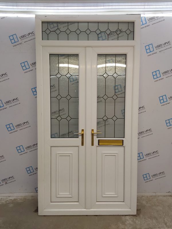 Used White Upvc French Doors And Toplight 1205mm x 2380mm EA3