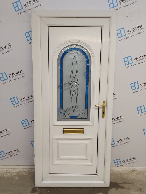 Used White Upvc Front Door 920mm x 2065mm (Reduce To 900mm) 0579
