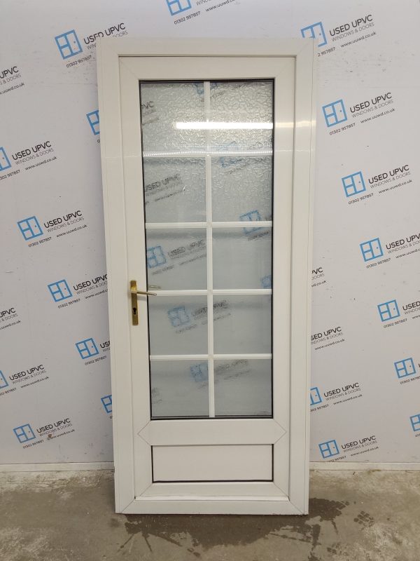 Used White Upvc Back Door 920mm x 2135mm (Reduce To 880mm) 0453