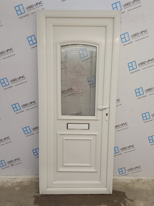 Used White Upvc Front Door 885mm x 2100mm (Reduce To 865mm) 0354
