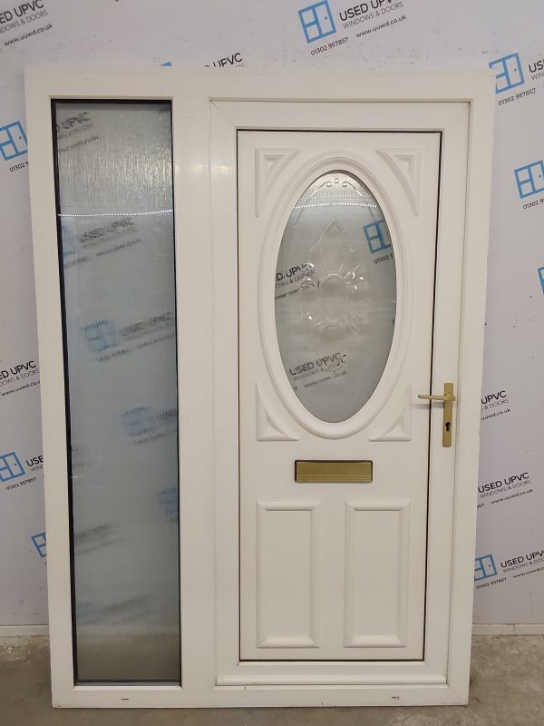 Used White Upvc Front Door And Side Panel 1385mm x 2025mm (reduce to 2005mm) DS006