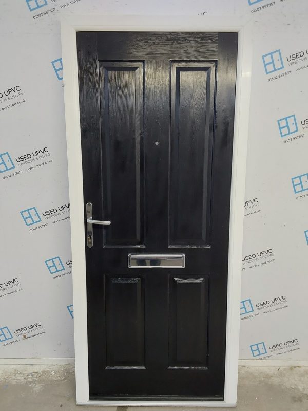 Used Black Composite Front Door 900mm x 2040mm 0115