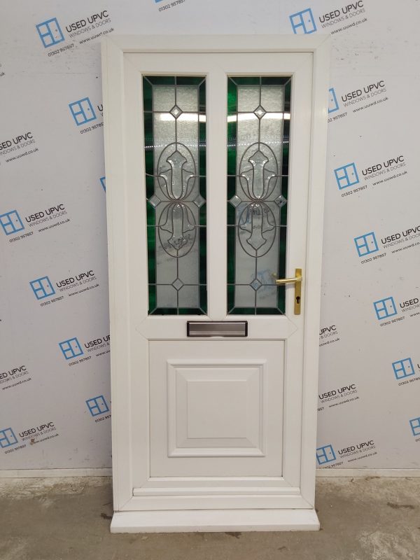 Used White Upvc Front Door 925mm x 2100mm (Reduce To 900mm) C7D016