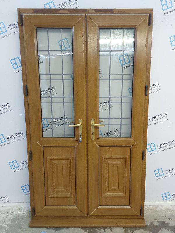 Used Oak Upvc French Doors 1195mm x 2095mm EA19