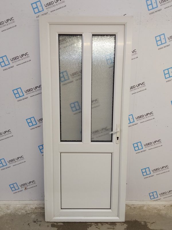 Used White Upvc Back Door 840mm x 2030mm (Reduce To 820mm) 0434