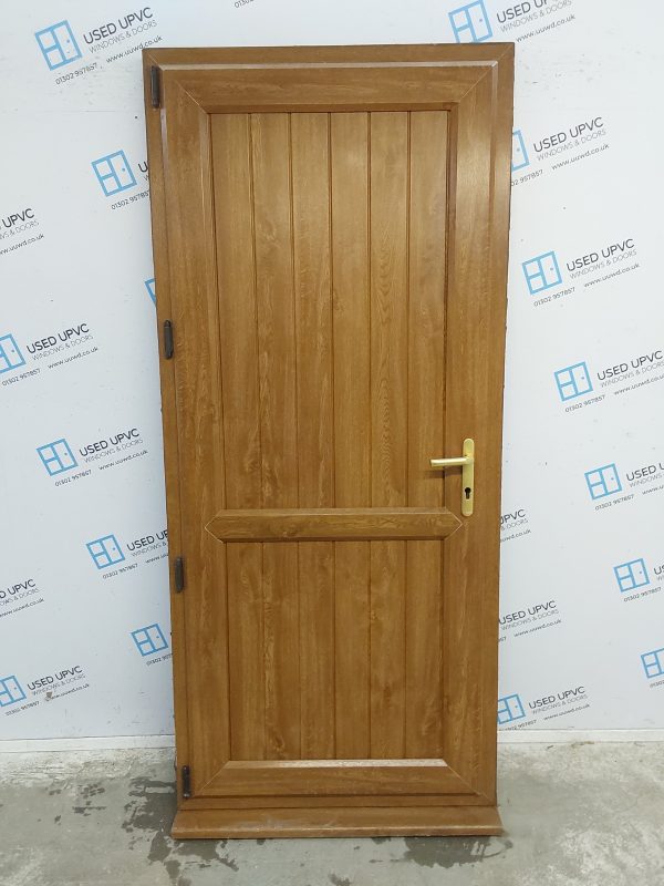 Used Oak Upvc Back Door (Outwards Opening) 925mm x 2100mm 0261