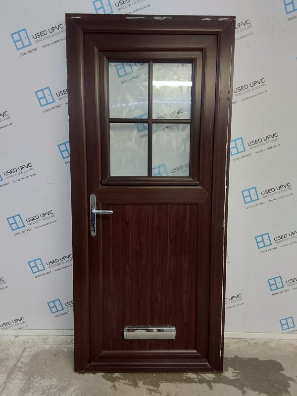 Used Rosewood Upvc Stable Door 910mm x 2065mm (Reduce To 880mm x 2050mm) C7D004