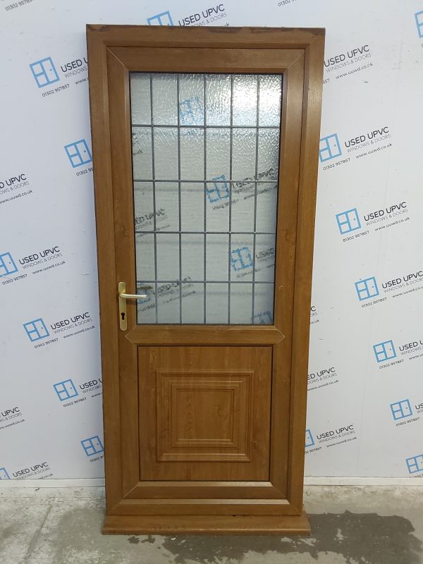 Used Oak Upvc Back Door 900mm x 2100mm C7D038