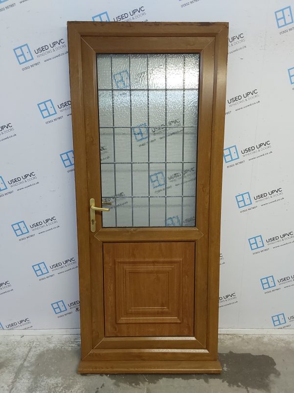 Used Oak Upvc Back Door 900mm x 2105mm C7D039
