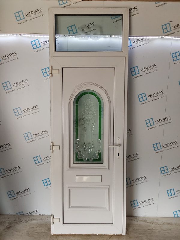 Used White Upvc Front Door And Toplight 860mm x 2545mm 0648 - Image 2