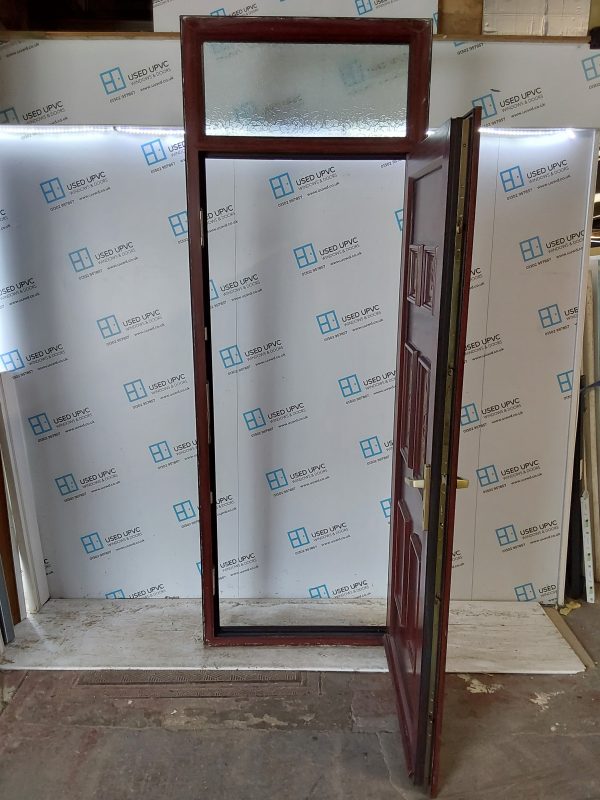 Used Woodgrain Upvc Back Door And Toplight 890mm x 2520mm 0087 - Image 3