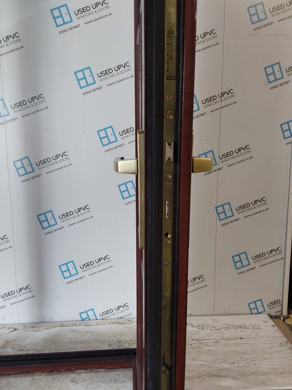 Used Woodgrain Upvc Back Door And Toplight 890mm x 2520mm 0087 - Image 5