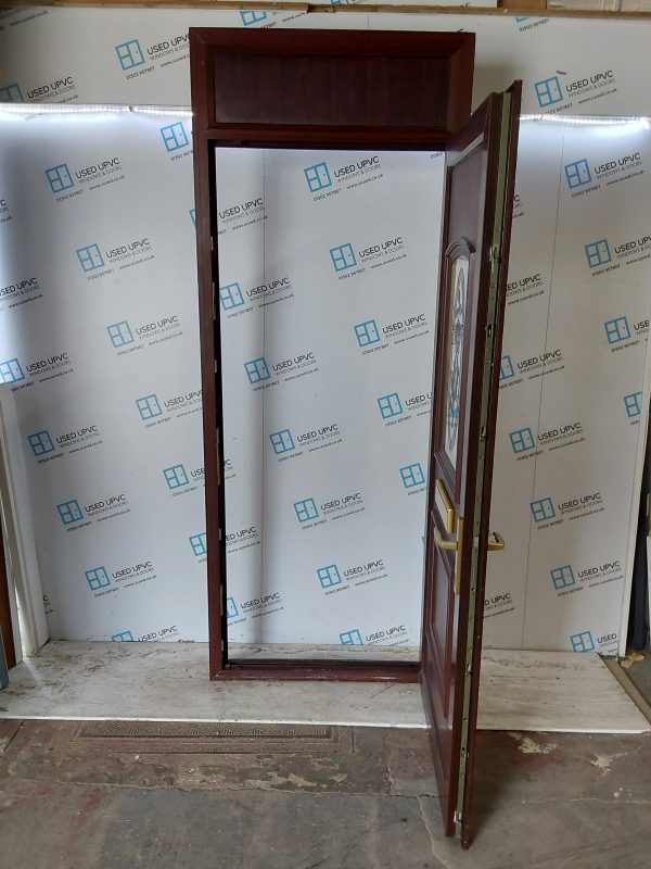 Used Woodgrain Upvc Front Door And Toplight 940mm x 2425mm 0724 - Image 3