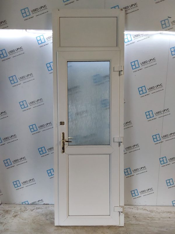 Used White Upvc Back Door And Toplight 820mm x 2500mm 0413 - Image 2