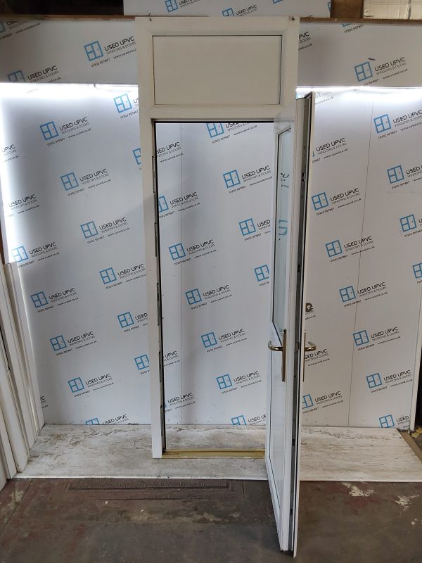 Used White Upvc Back Door And Toplight 820mm x 2500mm 0413 - Image 3