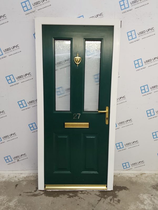 Used Dark Green Upvc Front Door 920mm x 2010mm 0042