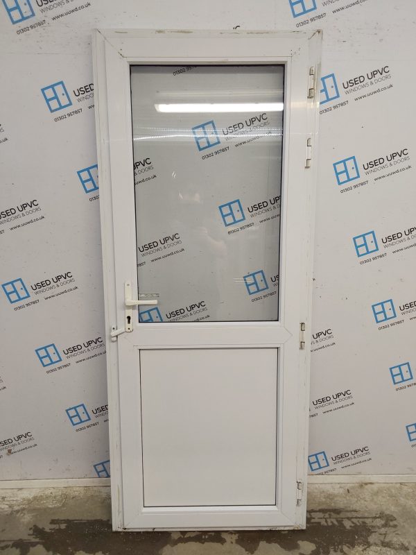 Used White Upvc Back Door 845mm x 2045mm (Reduce To 815mm) 0821 - Image 2