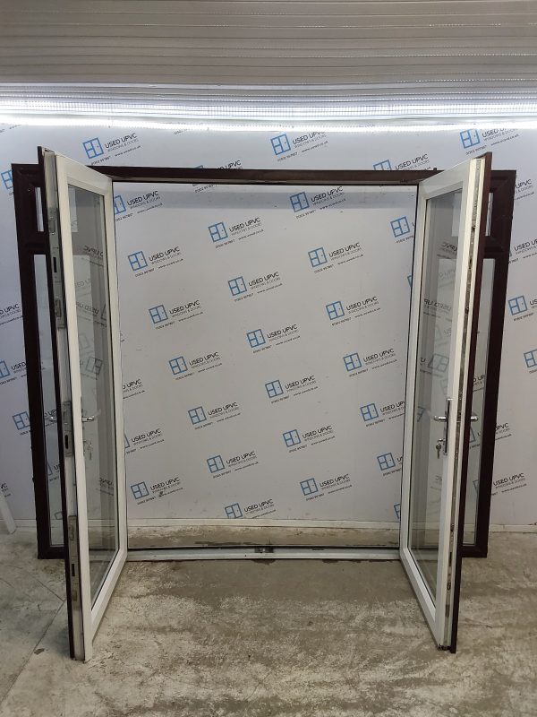 Used Rosewood Upvc French Doors And Side Panels 2480mm x 2090mm EA5 - Image 2