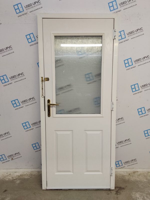 Used White Composite Back Door 890mm x 2065mm 0630 - Image 2