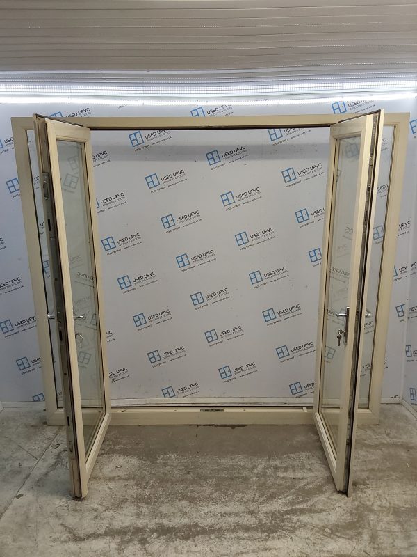 Used Cream Upvc French Doors And Side Panels 2450mm x 2170mm (Reduce To 2120mm) EA10 - Image 2