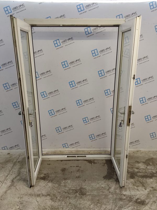 Used White Upvc French Doors 1250mm x 2050mm (reduce to 2030mm) EA6 - Image 4